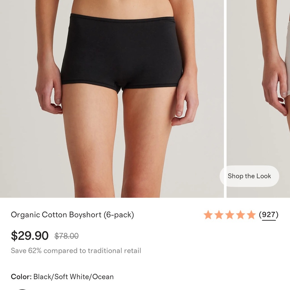 NWT Quince Organic Cotton Boyshort (pack of 6)